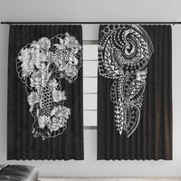 Japanese Irezumi and Hawaiian Polynesian Art Tattoo Window Curtain Black Color - Wonder Print Shop