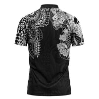 Japanese Irezumi and Hawaiian Polynesian Art Tattoo Zipper Polo Shirt Black Color - Wonder Print Shop