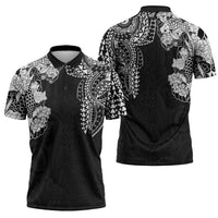Japanese Irezumi and Hawaiian Polynesian Art Tattoo Zipper Polo Shirt Black Color - Wonder Print Shop