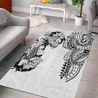 Japanese Irezumi and Hawaiian Polynesian Art Tattoo Area Rug White Color - Wonder Print Shop
