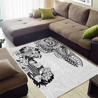 Japanese Irezumi and Hawaiian Polynesian Art Tattoo Area Rug White Color - Wonder Print Shop