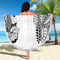 Japanese Irezumi and Hawaiian Polynesian Art Tattoo Beach Blanket White Color - Wonder Print Shop
