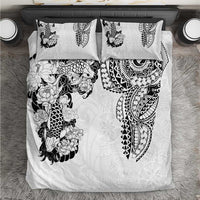 Japanese Irezumi and Hawaiian Polynesian Art Tattoo Bedding Set White Color - Wonder Print Shop