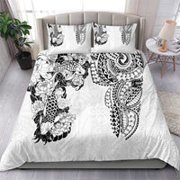 Japanese Irezumi and Hawaiian Polynesian Art Tattoo Bedding Set White Color - Wonder Print Shop
