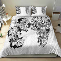 Japanese Irezumi and Hawaiian Polynesian Art Tattoo Bedding Set White Color - Wonder Print Shop