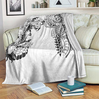 Japanese Irezumi and Hawaiian Polynesian Art Tattoo Blanket White Color - Wonder Print Shop