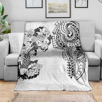 Japanese Irezumi and Hawaiian Polynesian Art Tattoo Blanket White Color - Wonder Print Shop