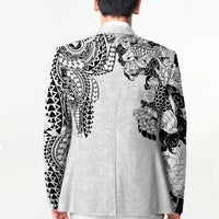 Japanese Irezumi and Hawaiian Polynesian Art Tattoo Blazer White Color - Wonder Print Shop