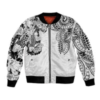 Japanese Irezumi and Hawaiian Polynesian Art Tattoo Bomber Jacket White Color - Wonder Print Shop