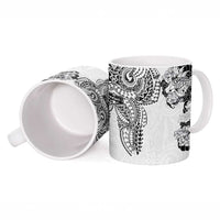 Japanese Irezumi and Hawaiian Polynesian Art Tattoo Ceramic Mug White Color - Wonder Print Shop
