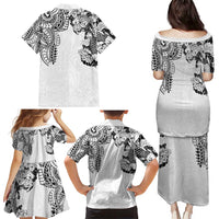 Japanese Irezumi and Hawaiian Polynesian Art Tattoo Family Matching Puletasi and Hawaiian Shirt White Color - Wonder Print Shop