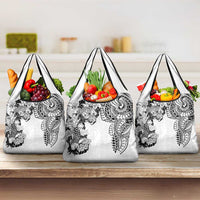 Japanese Irezumi and Hawaiian Polynesian Art Tattoo Grocery Bag White Color - Wonder Print Shop