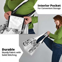 Japanese Irezumi and Hawaiian Polynesian Art Tattoo Grocery Bag White Color - Wonder Print Shop