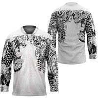 Japanese Irezumi and Hawaiian Polynesian Art Tattoo Hockey Jersey White Color - Wonder Print Shop