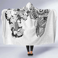 Japanese Irezumi and Hawaiian Polynesian Art Tattoo Hooded Blanket White Color - Wonder Print Shop