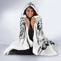 Japanese Irezumi and Hawaiian Polynesian Art Tattoo Hooded Blanket White Color - Wonder Print Shop