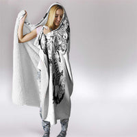Japanese Irezumi and Hawaiian Polynesian Art Tattoo Hooded Blanket White Color - Wonder Print Shop
