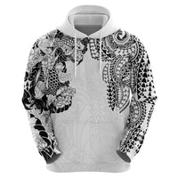 Japanese Irezumi and Hawaiian Polynesian Art Tattoo Hoodie White Color - Wonder Print Shop