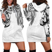 Japanese Irezumi and Hawaiian Polynesian Art Tattoo Hoodie Dress White Color - Wonder Print Shop