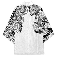 Japanese Irezumi and Hawaiian Polynesian Art Tattoo Kimono White Color - Wonder Print Shop