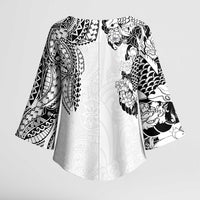 Japanese Irezumi and Hawaiian Polynesian Art Tattoo Kimono Sleeve Blouse White Color - Wonder Print Shop
