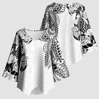 Japanese Irezumi and Hawaiian Polynesian Art Tattoo Kimono Sleeve Blouse White Color - Wonder Print Shop