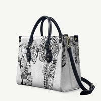 Japanese Irezumi and Hawaiian Polynesian Art Tattoo Leather Bag White Color - Wonder Print Shop