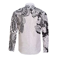 Japanese Irezumi and Hawaiian Polynesian Art Tattoo Long Sleeve Button Shirt White Color - Wonder Print Shop