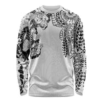 Japanese Irezumi and Hawaiian Polynesian Art Tattoo Long Sleeve Shirt White Color - Wonder Print Shop