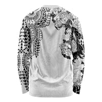 Japanese Irezumi and Hawaiian Polynesian Art Tattoo Long Sleeve Shirt White Color - Wonder Print Shop