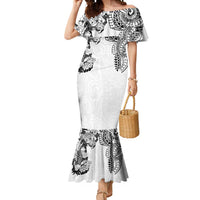 Japanese Irezumi and Hawaiian Polynesian Art Tattoo Mermaid Dress White Color - Wonder Print Shop
