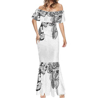 Japanese Irezumi and Hawaiian Polynesian Art Tattoo Mermaid Dress White Color - Wonder Print Shop