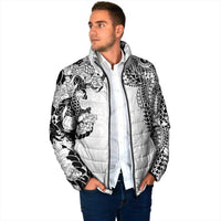 Japanese Irezumi and Hawaiian Polynesian Art Tattoo Padded Jacket White Color - Wonder Print Shop