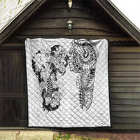 Japanese Irezumi and Hawaiian Polynesian Art Tattoo Quilt White Color - Wonder Print Shop