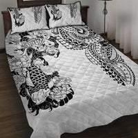 Japanese Irezumi and Hawaiian Polynesian Art Tattoo Quilt Bed Set White Color - Wonder Print Shop