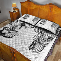 Japanese Irezumi and Hawaiian Polynesian Art Tattoo Quilt Bed Set White Color - Wonder Print Shop