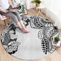 Japanese Irezumi and Hawaiian Polynesian Art Tattoo Round Carpet White Color - Wonder Print Shop