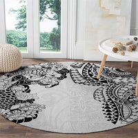 Japanese Irezumi and Hawaiian Polynesian Art Tattoo Round Carpet White Color - Wonder Print Shop