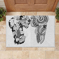 Japanese Irezumi and Hawaiian Polynesian Art Tattoo Rubber Doormat White Color - Wonder Print Shop