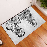 Japanese Irezumi and Hawaiian Polynesian Art Tattoo Rubber Doormat White Color - Wonder Print Shop