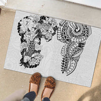 Japanese Irezumi and Hawaiian Polynesian Art Tattoo Rubber Doormat White Color - Wonder Print Shop