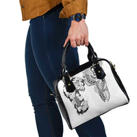 Japanese Irezumi and Hawaiian Polynesian Art Tattoo Shoulder Handbag White Color - Wonder Print Shop