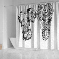 Japanese Irezumi and Hawaiian Polynesian Art Tattoo Shower Curtain White Color - Wonder Print Shop