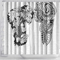 Japanese Irezumi and Hawaiian Polynesian Art Tattoo Shower Curtain White Color - Wonder Print Shop