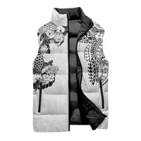 Japanese Irezumi and Hawaiian Polynesian Art Tattoo Sleeveless Puffer Jacket White Color - Wonder Print Shop