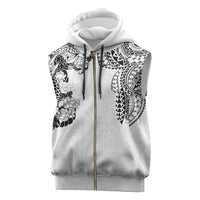 Japanese Irezumi and Hawaiian Polynesian Art Tattoo Sleeveless Zip Hoodie White Color - Wonder Print Shop