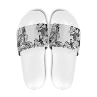 Japanese Irezumi and Hawaiian Polynesian Art Tattoo Slide Sandals White Color - Wonder Print Shop