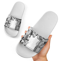 Japanese Irezumi and Hawaiian Polynesian Art Tattoo Slide Sandals White Color - Wonder Print Shop