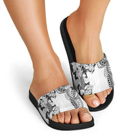 Japanese Irezumi and Hawaiian Polynesian Art Tattoo Slide Sandals White Color - Wonder Print Shop
