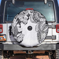 Japanese Irezumi and Hawaiian Polynesian Art Tattoo Spare Tire Cover White Color - Wonder Print Shop